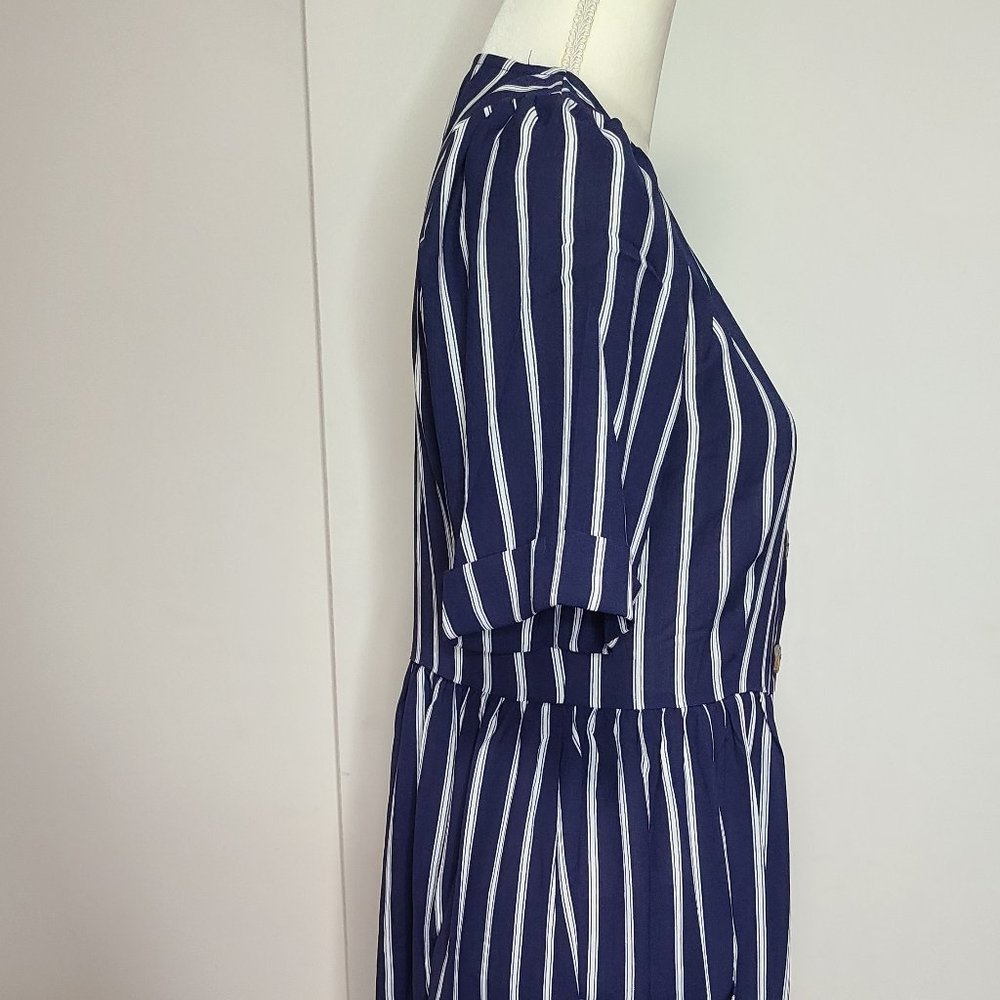 Navy and white striped midi dress - Picture 2 of 7